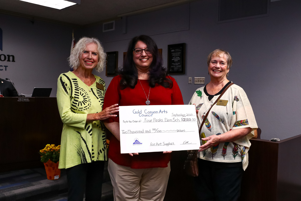 Gold Canyon Arts Council donated $2,000 to Four Peaks Art Teacher Ms. Renzulli