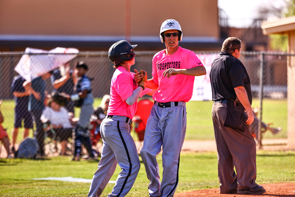 AJHS players celebrate after scoring a run